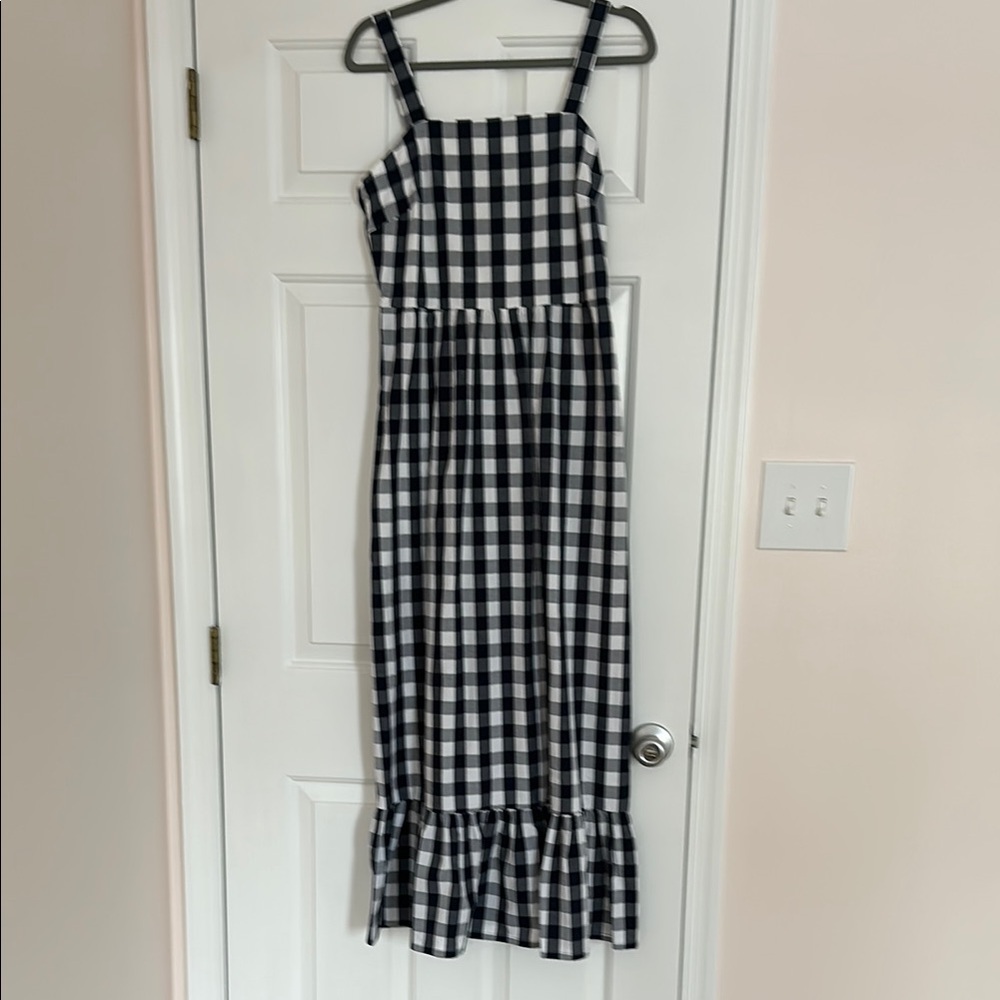J. Crew Factory Black and White Checkered Maxi Dress